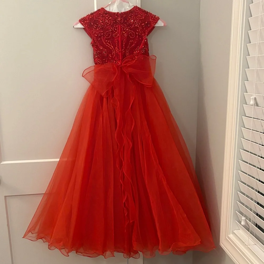 Sherri Hill Red Embellished Pageant Gown for Girls - Picture 4 of 7